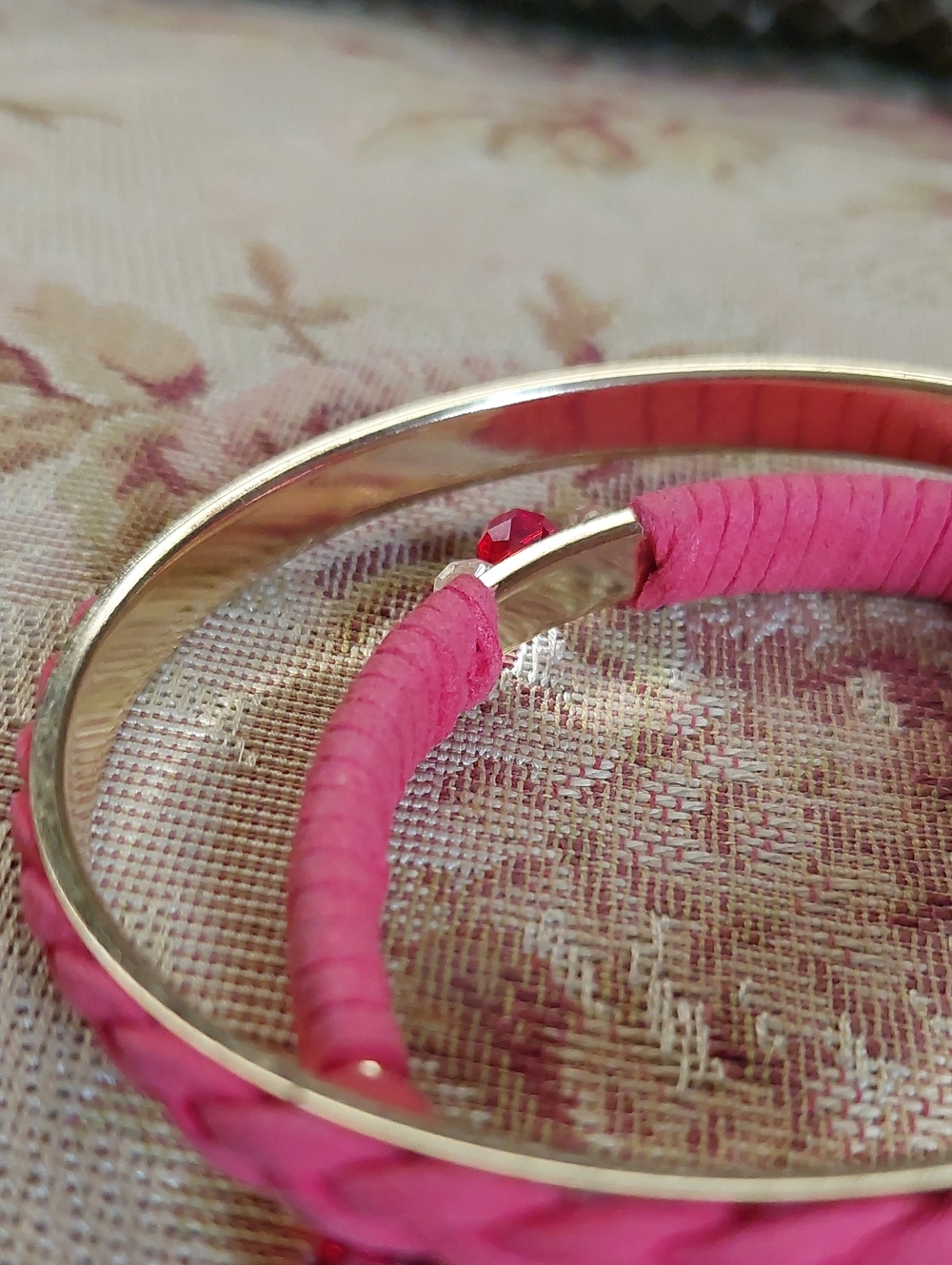 Pink & Gold Suede Bangles - Picture 3 of 5